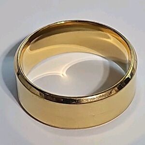 Fashion Solid Color Golden Mirror Stainless Steel Band Rings size. 9 Men's (US)